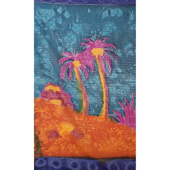 Vintage YMLA Shawl Beach Wrap Tropical Island Dolphins Scarf Tapestry 68" x 43" - Picture 7 of 12